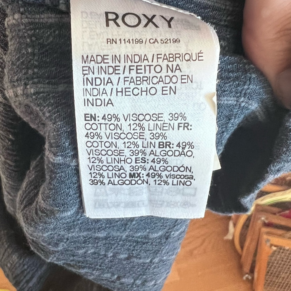 🕶️Roxy Adventure Bound Woven Blue Pinstripe Gauzy Tank Jumpsuit - Picture 6 of 11